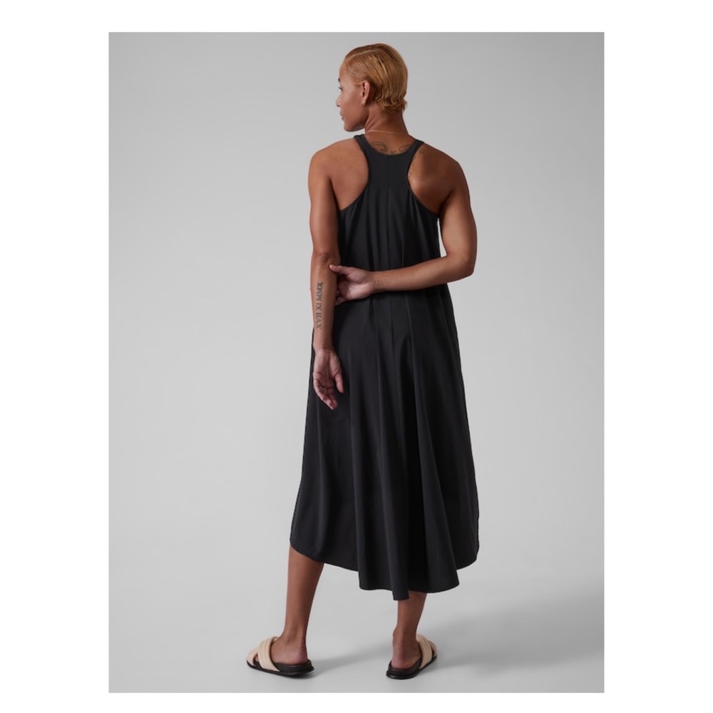Athleta Black Asymmetrical Racerback Midi Dress